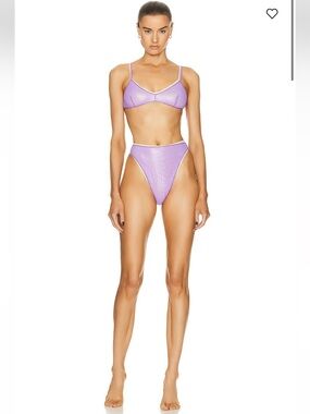 Oseree - Lame Double Bra High Waisted Bikini in Lilac & Lemon